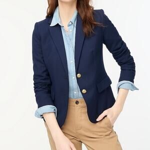 J Crew Schoolboy Woold Blend Blazer Women's 6 Navy Blue Preppy Modern